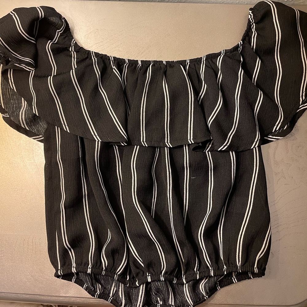 Off shoulder striped top